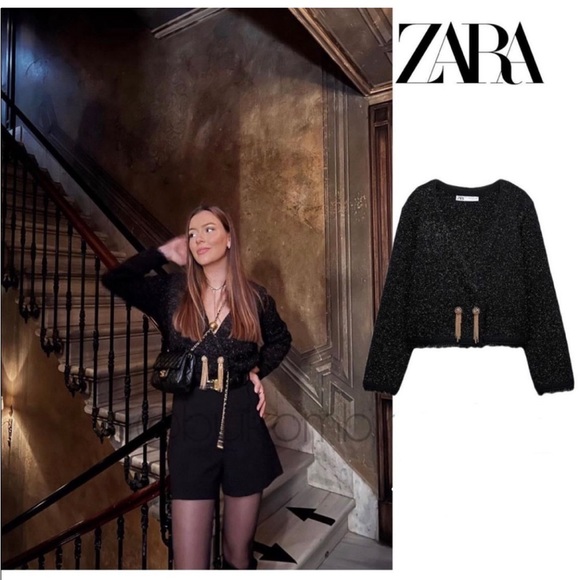 METALLIC THREAD SPARKLE KNIT CARDIGAN JACKET - Picture 3 of 12